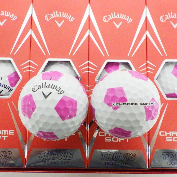 実際に弊社で買取させて頂いた【未使用】Callaway/キャロウェイ CHROME SOFT TRUVIS/クロムソフト ゴルフボール ホワイトｘピンク 21個の画像 1枚目