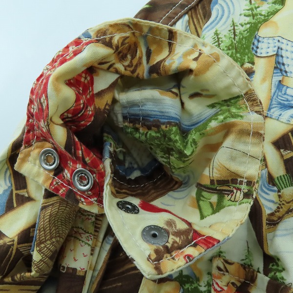 実際に弊社で買取させて頂いたEVISU/エヴィス ウエスタンシャツ ガールイラスト 長袖シャツ ベージュ/42の画像 4枚目