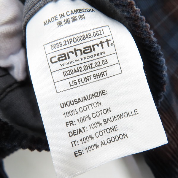 実際に弊社で買取させて頂いた【未使用】Carhartt WIP/カーハート L/S Flint Shirt コーデユロイシャツ I029442/Lの画像 3枚目
