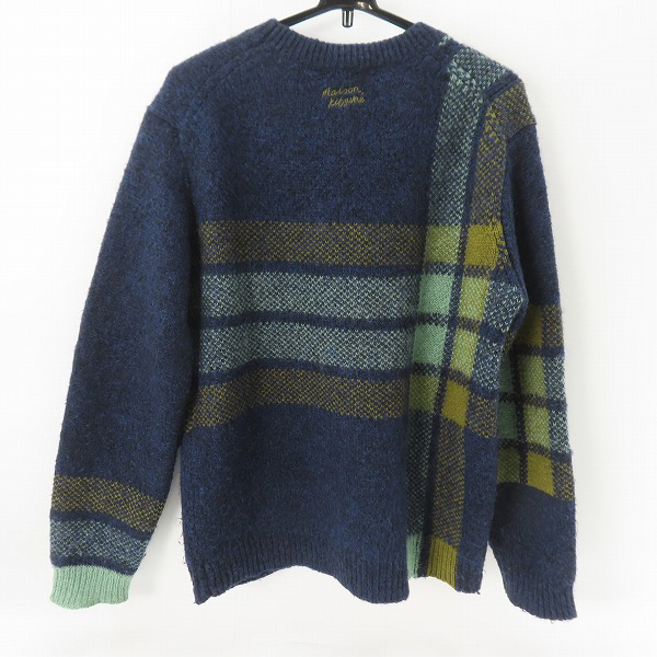 実際に弊社で買取させて頂いたMAISON KITSUNE/メゾンキツネ グラフィック チェック インターシャ ジャンパー クルーネック セーター NM00811KT1111/Sの画像 1枚目