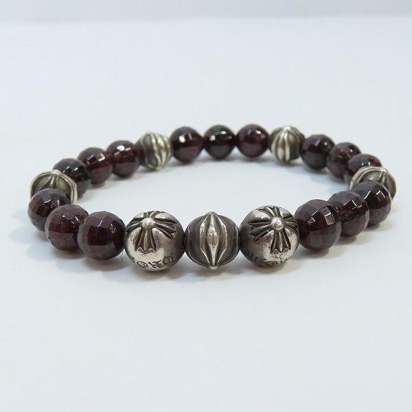 実際に弊社で買取させて頂いたCHROME HEARTS/クロムハーツ 8mm BEAD34 ガーネット ビーズブレスレットの画像 1枚目