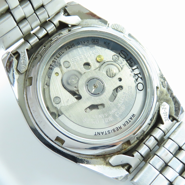 実際に弊社で買取させて頂いたSEIKO/セイコー 5/ファイブ AUTOMATIC 21 JEWELS ST.STEEL 自動巻き 腕時計 7S26-01V0の画像 4枚目