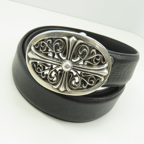 実際に弊社で買取させて頂いたCHROME HEARTS/クロムハーツ クラシックオーバルクロスバックルベルト/32
