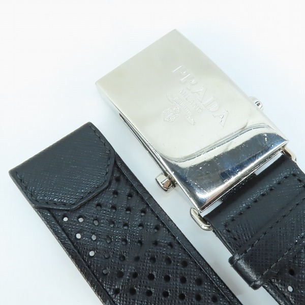 実際に弊社で買取させて頂いたPRADA/プラダ ロゴプレートパンチング ベルト の画像 1枚目