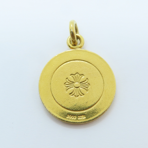 実際に弊社で買取させて頂いたCHROME HEARTS/クロムハーツ 22K CHRM ANGL MDL エンジェルメダルチャーム V2 ゴールドネックレストップの画像 2枚目