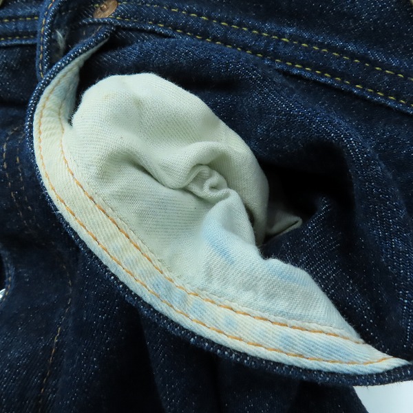 実際に弊社で買取させて頂いたEVISU/エヴィス シンチバックベルト付 カウボーイタイプ カモメ  プリント ボタンフライ デニムパンツ LOT2111 35×35の画像 8枚目