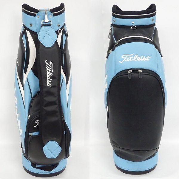 実際に弊社で買取させて頂いた【フード無し】Titleist/タイトリスト CB-151 5分割キャディバッグ ブラックｘライトブルーの画像 2枚目