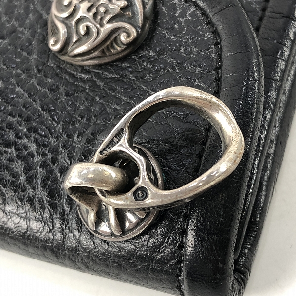 実際に弊社で買取させて頂いたBill Wall Leather/BWL/ビルウォールレザー コンチョボタン ロングウォレット w/ウォレットリングの画像 8枚目