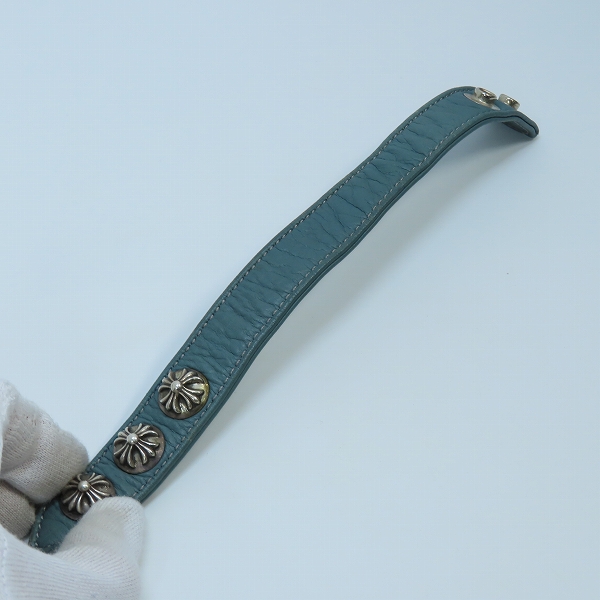 実際に弊社で買取させて頂いたCHROME HEARTS/クロムハーツ 3ボタン2スナップ レザー ブレスレット クロスボタンの画像 6枚目