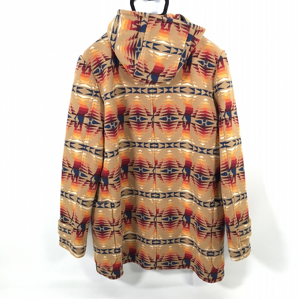 実際に弊社で買取させて頂いたHYSTERIC GLAMOUR×PENDLETON/ヒステリックグラマー×ペンドルトン ネイティブ柄 ウールダッフルコート 0234AC03/Lの画像 1枚目