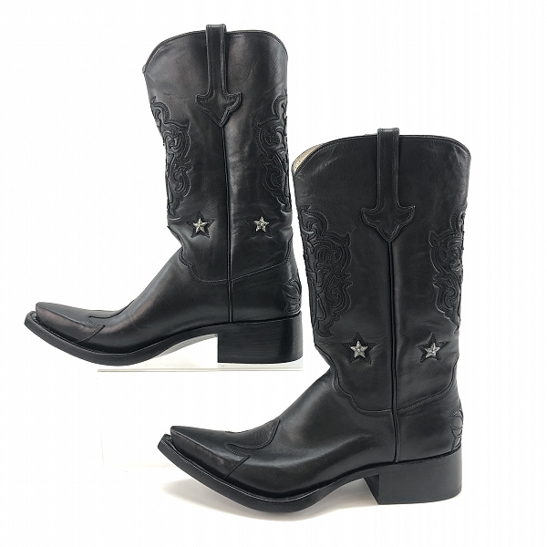 実際に弊社で買取させて頂いたCHROME HEARTS/クロムハーツ COWBOY WESTERN/カウボーイウエスタン スターコンチョ レザーブーツ ブラック M10の画像 3枚目
