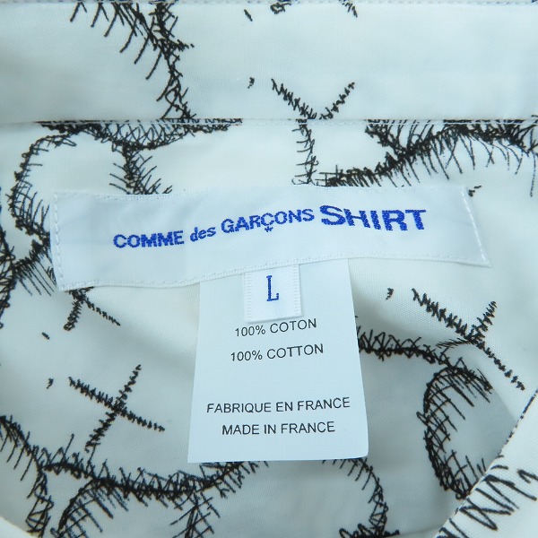 実際に弊社で買取させて頂いたCOMME des GARCONS SHIRT×KAWS/コムデギャルソンシャツ×カウズ 21AW 総柄 シャツ FH-B025-W21-1/Lの画像 2枚目