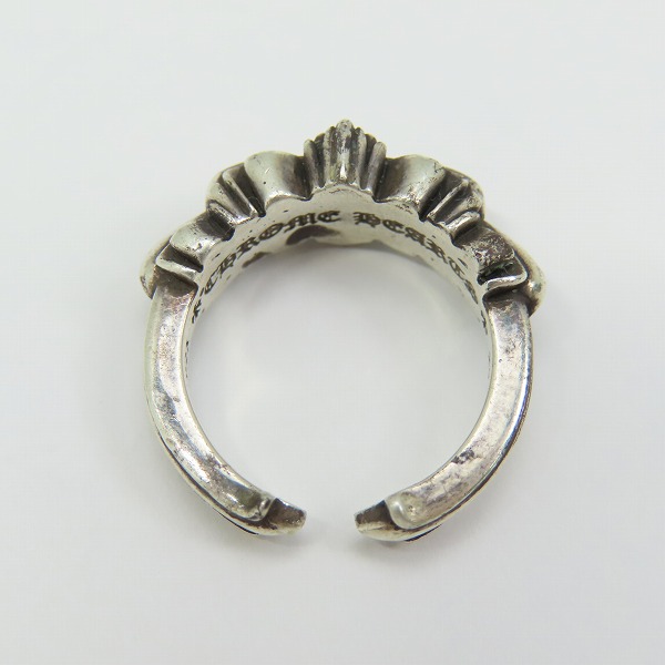 実際に弊社で買取させて頂いたCHROME HEARTS/クロムハーツ BABY CLSC DBL FLRL CRS ベイビークラシック ダブルフローラルクロス リング/4.5号の画像 5枚目