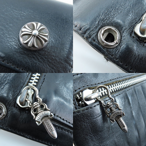 実際に弊社で買取させて頂いたCHROME HEARTS/クロムハーツ WAVE/ウェーブウォレット クロスボタン/長財布の画像 6枚目