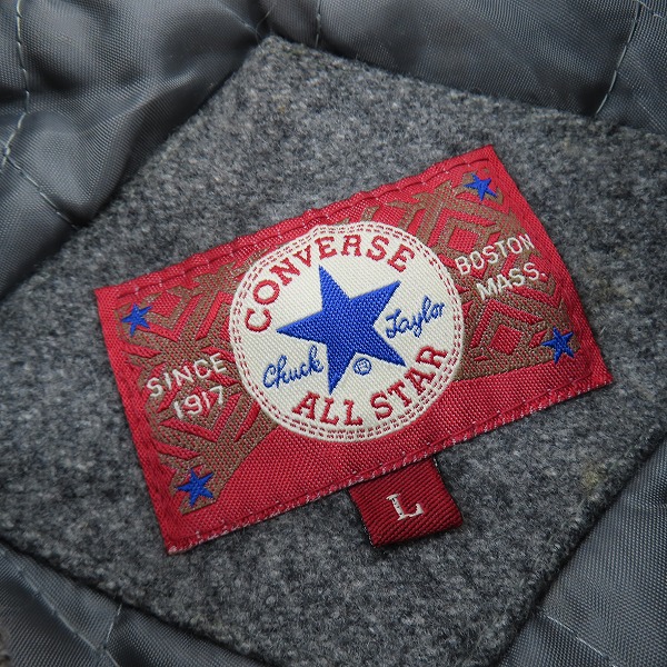 実際に弊社で買取させて頂いたCONVERSE/コンバース オールスター刺繍 90sヴィンテージ 袖革スタジャン/Lの画像 2枚目