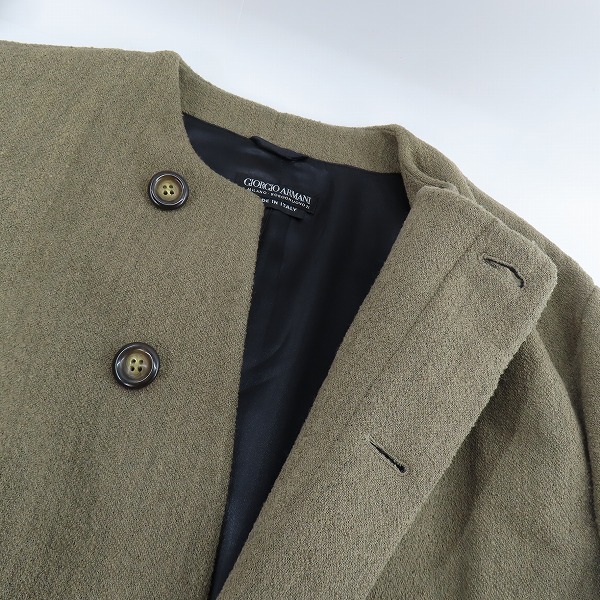 実際に弊社で買取させて頂いたGIORGIO ARMANI/ジョルジオアルマーニ ノーカラー ロングコート/50の画像 5枚目
