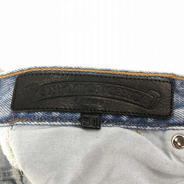 実際に弊社で買取させて頂いたCHROME HEARTS×LEVIS/クロムハーツ×リーバイス 501 クロスパッチ クロスボール ボタンフライ デニム 31の画像 2枚目