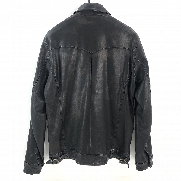 実際に弊社で買取させて頂いたHYSTERIC GRAMOUR/ヒステリックグラマー 山羊革 レザー シングルライダースジャケット 0233LB01/Lの画像 1枚目
