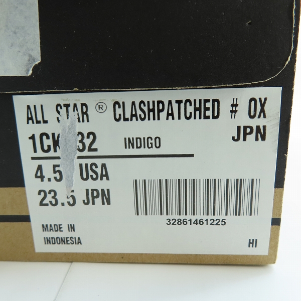 実際に弊社で買取させて頂いたCONVERSE/コンバース ALL STAR CLASHPATCHED OX クラッシュパッチド オックス インディゴ 限定モデル 1CK232/23.5の画像 9枚目