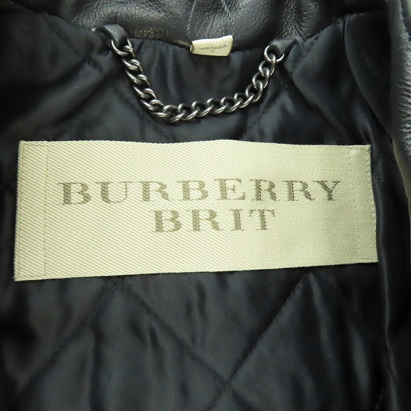 実際に弊社で買取させて頂いた【未使用】BURBERRY BRIT/バーバリーブリット レザー シングル ライダースジャケット/Lの画像 3枚目