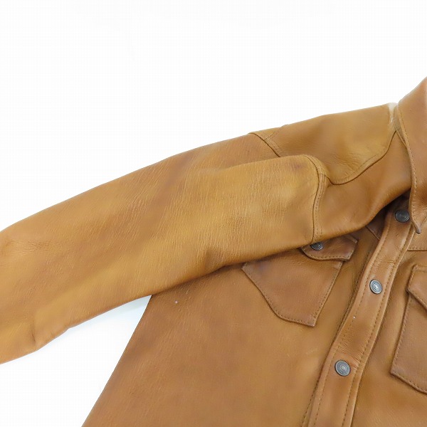 実際に弊社で買取させて頂いたTHE FLAT HEAD/ザ フラットヘッド レザージャケット/ライダース 鹿革 スナップボタン/40の画像 6枚目