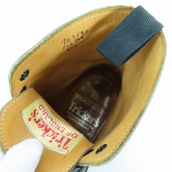 実際に弊社で買取させて頂いたTrickers/トリッカーズ MOLTON モールトン カントリーブーツ ウイングチップ グリーン M2508/8の画像 4枚目