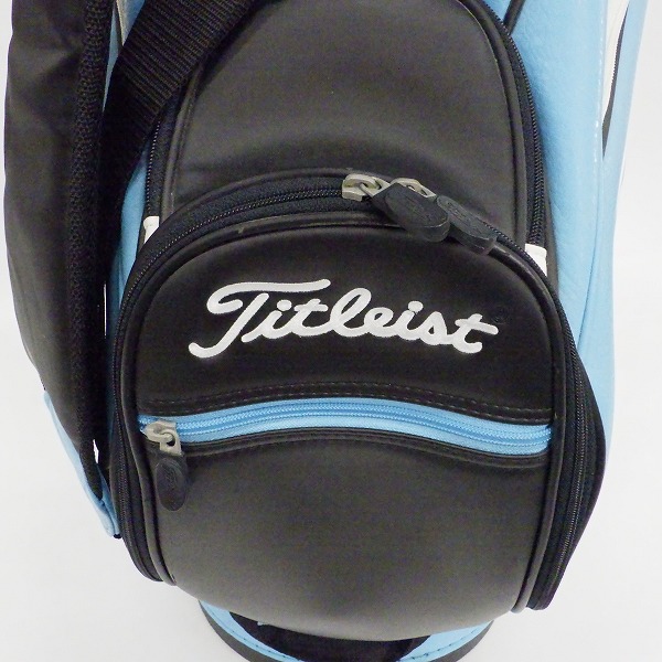実際に弊社で買取させて頂いた【フード無し】Titleist/タイトリスト CB-151 5分割キャディバッグ ブラックｘライトブルーの画像 7枚目