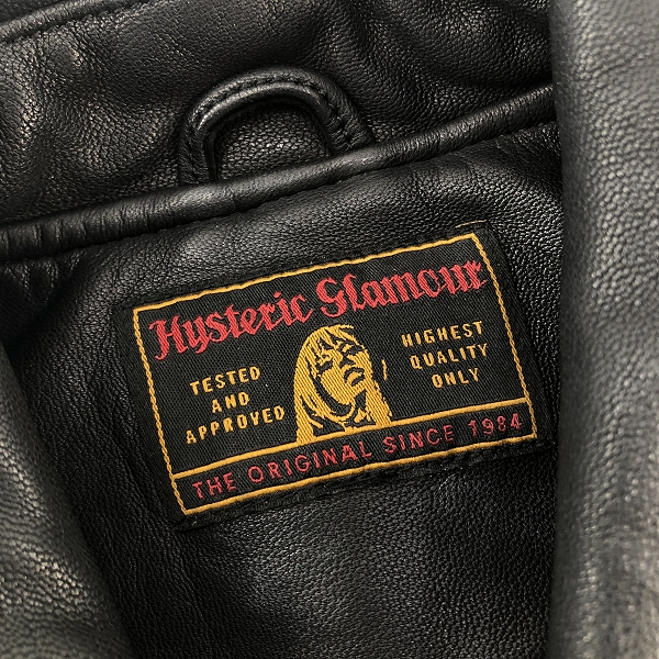 実際に弊社で買取させて頂いたHYSTERIC GRAMOUR/ヒステリックグラマー 山羊革 レザー シングルライダースジャケット 0233LB01/Lの画像 2枚目