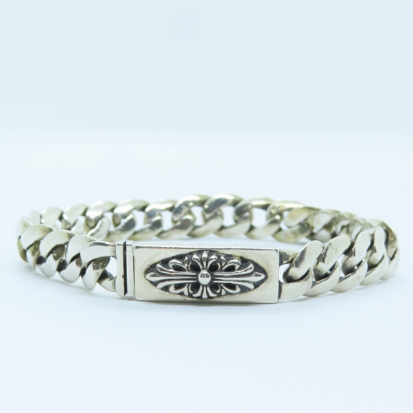 実際に弊社で買取させて頂いたCHROME HEARTS/クロムハーツ クラシック ミニIDブレスレット フローラルクロス 24リンクの画像 1枚目