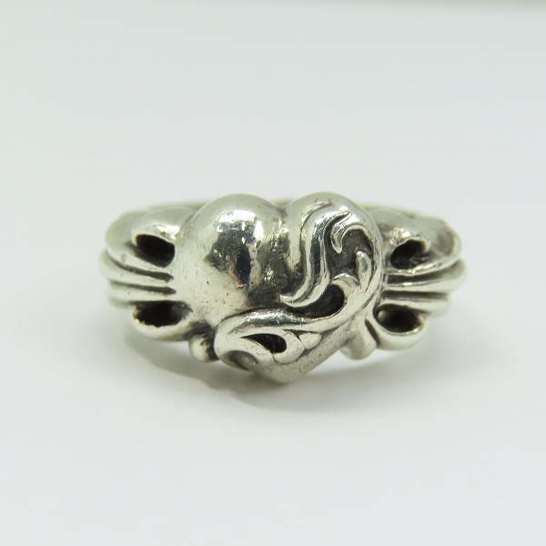 実際に弊社で買取させて頂いたCHROME HEARTS/クロムハーツ フローラルクロスハートリング 18号の画像 1枚目