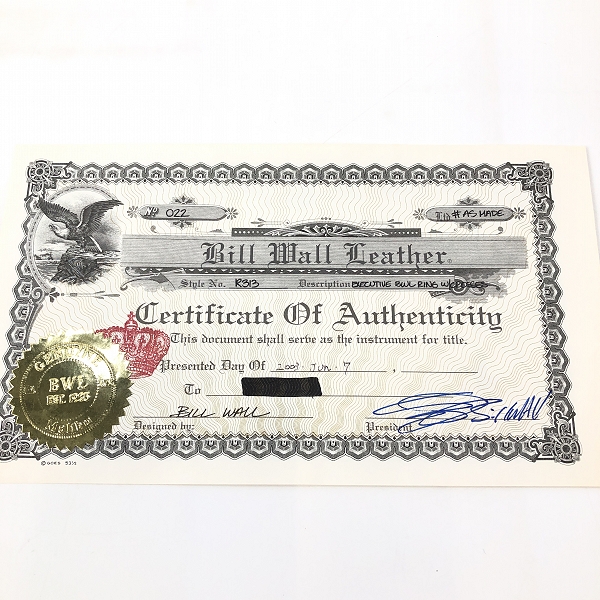 実際に弊社で買取させて頂いた【ギャラ付き】Bill Wall Leather/BWL/ビルウォールレザー エグゼクティブ クロス リング/18.5-19.5号の画像 8枚目
