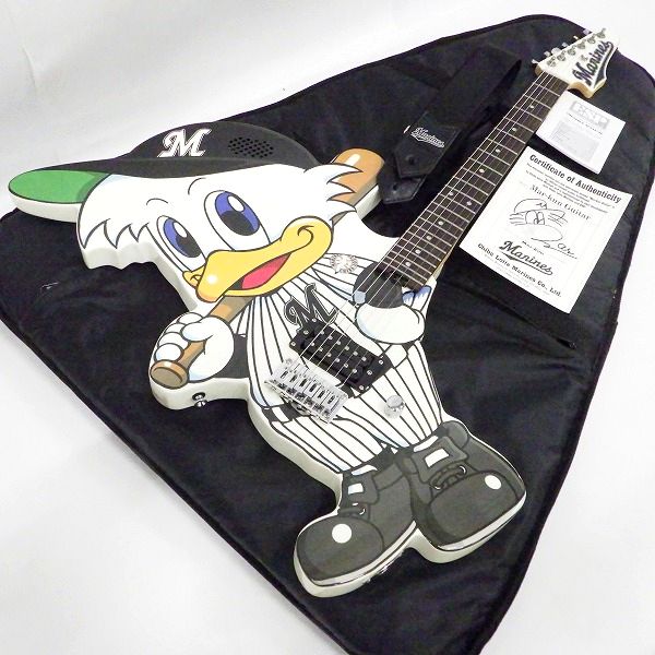 実際に弊社で買取させて頂いた★ESP/イーエスピー 千葉ロッテマリーンズ マーくん アンプ内蔵 エレキギター ストラップ・認定証・ケース付