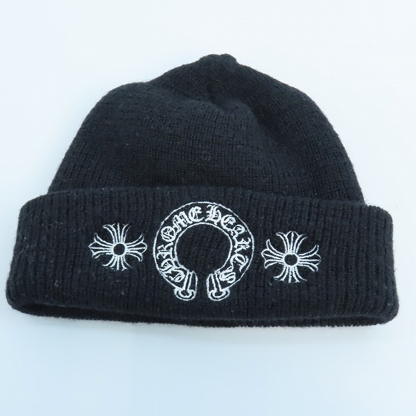 実際に弊社で買取させて頂いたCHROME HEARTS/クロムハーツ CHプラス ホースシュー刺繍 ニットキャップ 2238-304-4101の画像 1枚目