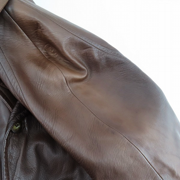 実際に弊社で買取させて頂いたGIORGIO ARMANI/ジョルジオアルマーニ ラムレザー ダブルコート/54の画像 5枚目