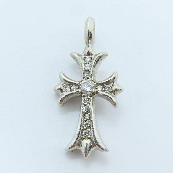 実際に弊社で買取させて頂いたCHROME HEARTS/クロムハーツ PLAT TNY CRSF P DMND プラチナ タイニーファットクロス チャーム w/ダイヤパヴェの画像 1枚目