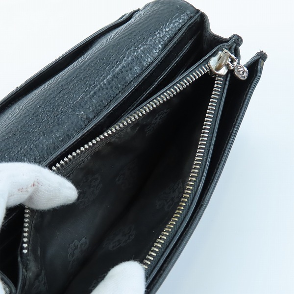 実際に弊社で買取させて頂いたCHROME HEARTS/クロムハーツ JUDY ジュディ ヘビーレザー ロングウォレット クロスボタンの画像 4枚目