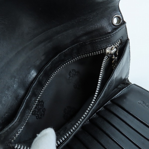 実際に弊社で買取させて頂いたCHROME HEARTS/クロムハーツ WAVE/ウェーブウォレット クロスボタン/長財布の画像 4枚目
