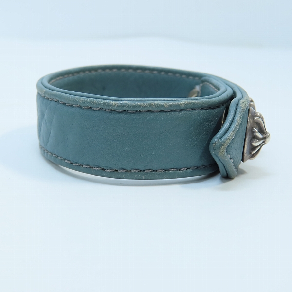 実際に弊社で買取させて頂いたCHROME HEARTS/クロムハーツ 3ボタン2スナップ レザー ブレスレット クロスボタンの画像 3枚目