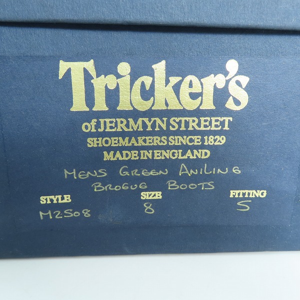 実際に弊社で買取させて頂いたTrickers/トリッカーズ MOLTON モールトン カントリーブーツ ウイングチップ グリーン M2508/8の画像 9枚目