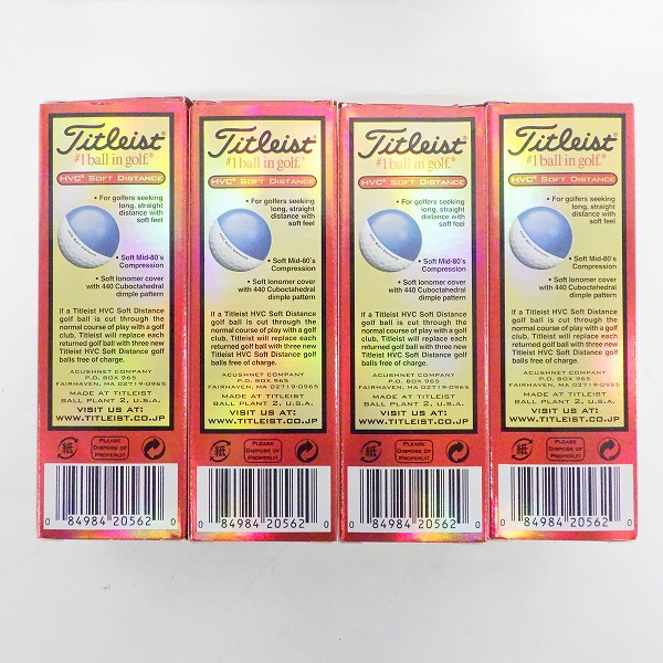 実際に弊社で買取させて頂いた【未使用】Titleist/タイトリスト HVC SOFT DISTANCE ゴルフボール ホワイト 1ダース の画像 3枚目