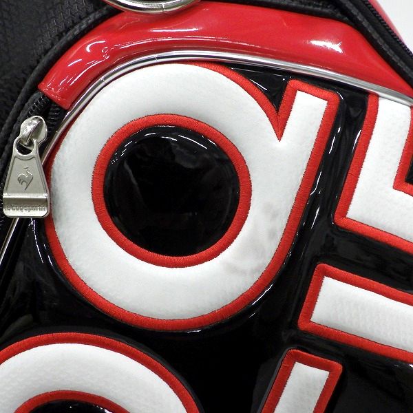 実際に弊社で買取させて頂いたle coq sportif/ルコック スポルティフ QQBTJJ03  9.5型 6分割キャディバッグ ブラック×レッドの画像 5枚目