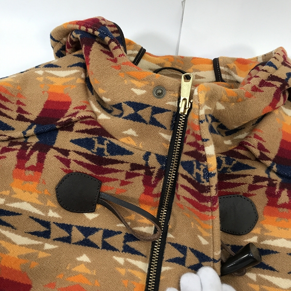 実際に弊社で買取させて頂いたHYSTERIC GLAMOUR×PENDLETON/ヒステリックグラマー×ペンドルトン ネイティブ柄 ウールダッフルコート 0234AC03/Lの画像 4枚目