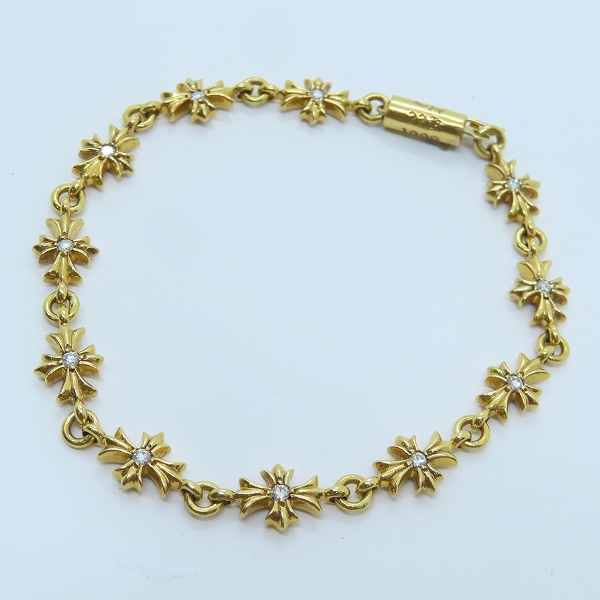 実際に弊社で買取させて頂いたCHROME HEARTS/クロムハーツ 22K タイニーE CHプラス ブレスレット 11リンク ｗ/両面ダイヤパヴェ