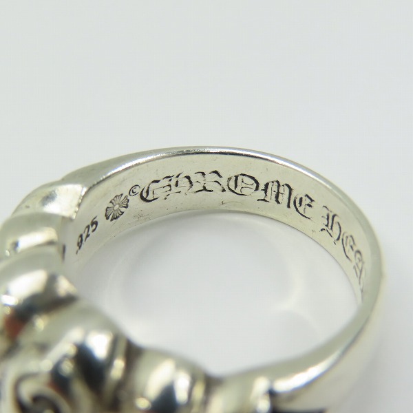 実際に弊社で買取させて頂いたCHROME HEARTS/クロムハーツ フローラルクロスハートリング 18号の画像 6枚目