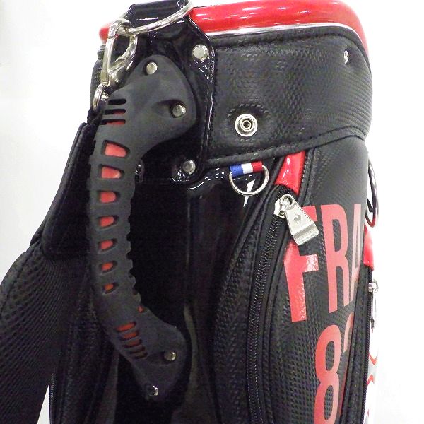 実際に弊社で買取させて頂いたle coq sportif/ルコック スポルティフ QQBTJJ03  9.5型 6分割キャディバッグ ブラック×レッドの画像 4枚目