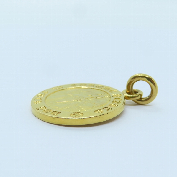 実際に弊社で買取させて頂いたCHROME HEARTS/クロムハーツ 22K CHRM ANGL MDL エンジェルメダルチャーム V2 ゴールドネックレストップの画像 3枚目