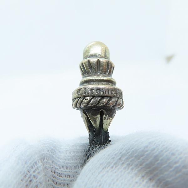 実際に弊社で買取させて頂いたCHROME HEARTS/クロムハーツ スモールCHクロスペンダント w/レザーブレード バレルボロチップの画像 6枚目