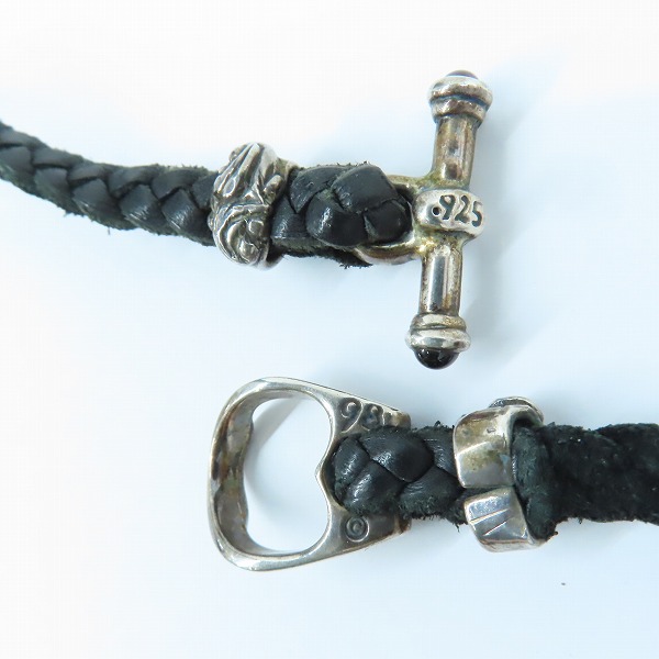 実際に弊社で買取させて頂いたBWL/ビルウォールレザー  ラージフィッシュフック w/オニキス Tバー w/ストーンレザーブレイド ミュージシャンネックレスの画像 6枚目