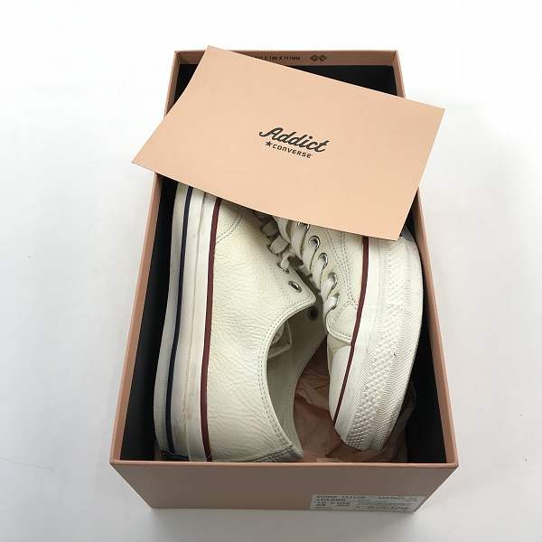実際に弊社で買取させて頂いたCONVERSE/コンバース ADDICT/アディクト CHUCK TAYLOR LEATHER OX/チャックテイラー レザー スニーカー 1CL880/29の画像 8枚目