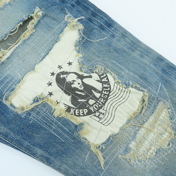 実際に弊社で買取させて頂いた【未使用】HYSTERIC GLAMOUR/ヒステリックグラマー スタッズ ダメージ加工 ボタンフライ デニムパンツ 0243AP04/W29の画像 6枚目